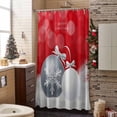 thumbnail image 3 of Christmas Bathroom Shower Curtain Grey Xmas Ball Snowflake Pine Leaf Red Background Waterproof Washable Shower Curtains for Bathtub Bath Decor with Grommets and Hook 72 X 84 Inch, 3 of 8