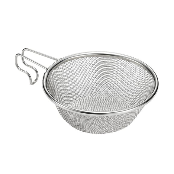 Clearance Stainless Steel Colander Mesh Strainer, Fine Mesh Round Kitchen Sieve with Foldable Handle, Rust-Proof Drain Basket for Noodles, Vegetable Washing and Daily Cooking Prep (1 PC)
