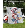 thumbnail image 3 of 4th of July RV Awning Sun Shade Screen 9'X7' USA Starfish Mesh Sunscreen Shell Conch Wood Grain Awning Shade Screen with Zipper UV Blocker Completed Kits for RV Motorhome Camper Travel, 3 of 7
