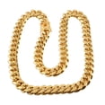 thumbnail image 2 of Mens Miami Cuban Link Bracelet Chain Necklace 18k Gold Plated Stainless Steel, 2 of 5