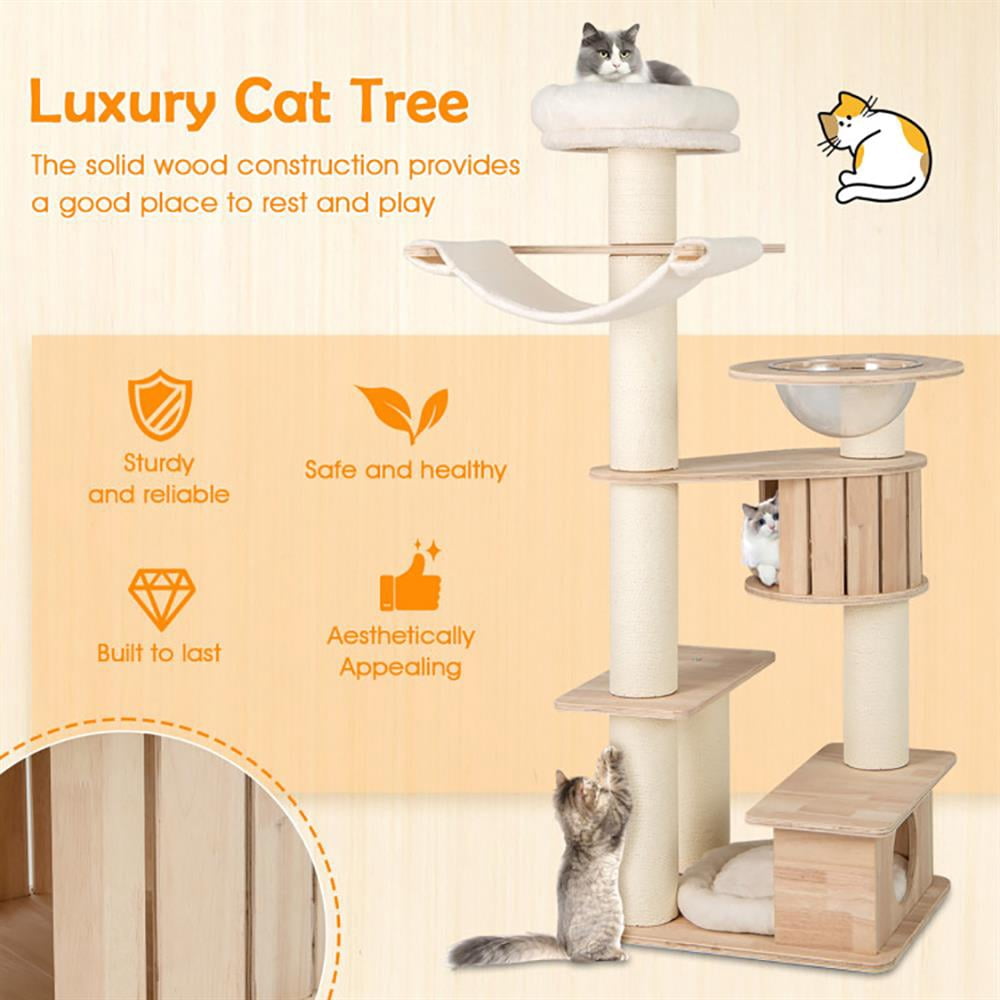 GVN Cat Tree Tower, Cat Tree, 69 Inches Tall Cat Tree with Cozy Top Perch and Washable Plush Cushions