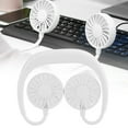 thumbnail image 4 of Mini ventilador portátil con banda para el cuello, doble escritorio, USB, recargable, 3 velocidades, estilo perezoso para colgar en el cuello, color blanco, 4 of 8