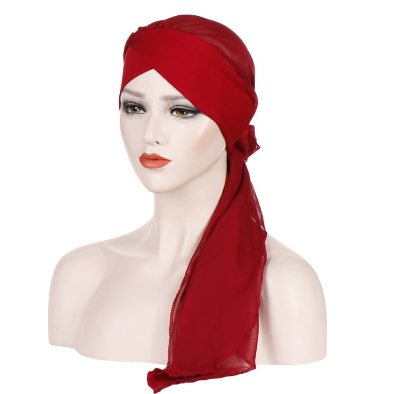 Femmes Multicolor Cancer Chimio Chapeau Bonnet Écharpe Turban Head Wrap Cap Inner Hijab 