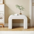 thumbnail image 4 of Modern Vanity Stool, Upholstered Ottoman, Arched Footstool, Sofa Footrest, Fully Assembled, White, 4 of 7
