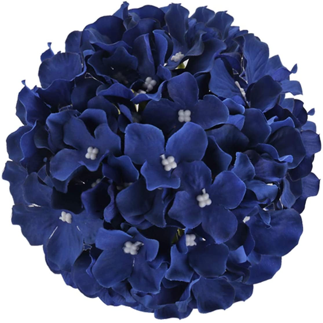 Silk Hydrangea Heads Artificial Flowers Heads with Stems for Home Wedding Decor,Pack of (Royal Blue)