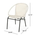 thumbnail image 4 of GDF Studio Belvidere Outdoor Wicker and Glass 3 Piece Chat Set, White and Black, 4 of 13