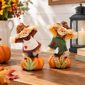 Fall Scarecrow Pumpkin Figurines Thanksgiving Decor For Home