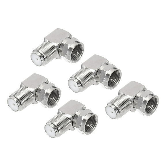 Right Angle Coaxial Connector F Male to F Female Gold Plated Adapter 75 Ohm Waterproof RG6 Coaxial Cable, TV 5pcs