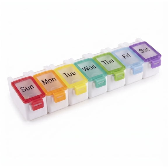 Veidos Rainbow 7-Day Weekly Waterproof Pill Organizer, Travel Case