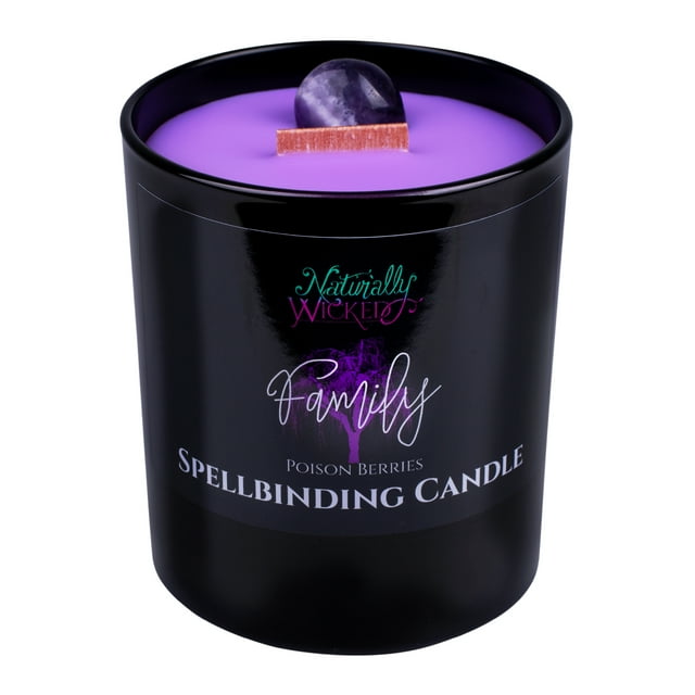 Naturally Wicked Spellbinding Family Candle – Purple Agate Crystal | Poison Berries Scent | Gift Boxed