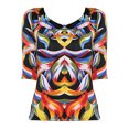 thumbnail image 2 of Multicolored Print Adult Elbow Length Dance Tops Clothes For Ladies For Tango Rumba Cha Cha Cha Pasodoble Dance, 2 of 5