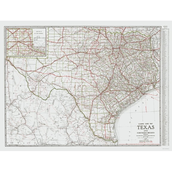 Historic State Map - Texas Northern Mexico - Clason 1931 - Vintage Wall Art