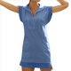 thumbnail image 3 of Vestido Tipo Sudadera con Media Cremallera para Mujer, Estilo Verano, Cuello en V, Sin Mangas, Estilo Túnica, Minivestido, Gris, Azul, XL, 3 of 9