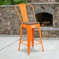 thumbnail image 2 of Flash Furniture Lily 24" High Orange Metal Counter Height Stool with Back and Wood Seat, 2 of 6
