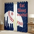 thumbnail image 3 of Feelyou Baseball Sports Kids Black Out Curtains, Vintage Football Lover Curtains Pack of 2 (42x63 Each), Blue Red Stripes Bedroom Curtains, Window Curtains Decor, 3 of 7