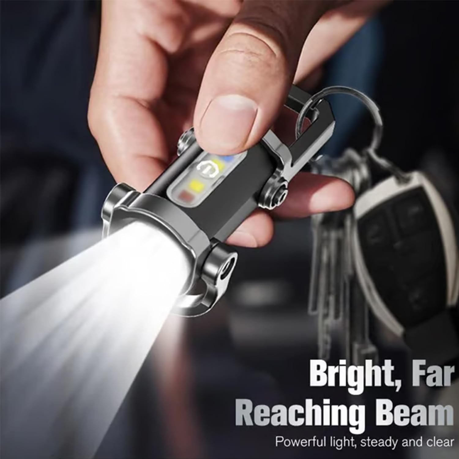 Portable Rechargeable Bright Keychain Flashlight Mini EDC 1200 Lumens Compact Light with 7 Modes Type-C Multifunctional Torch Waterproof Alloy for Camping Hiking Outdoor Use Black(3pcs)