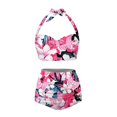 thumbnail image 3 of Suhoaziia Hibiscus Flower Butterfly Bikinis Sets for Women Cheeky Skin-Friendly Hot Bathing Suits Size XL,Ruched Tie Knot Quick-Dry High Cut 2 Piece Bikini Swimsuit for Summer Beach, 3 of 6