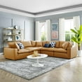 thumbnail image 2 of Sectional Sofa Set, Faux Vegan Leather, Tan, Modern Contemporary Urban Design, Living Lounge Room Hotel Lobby Hospitality, 2 of 10