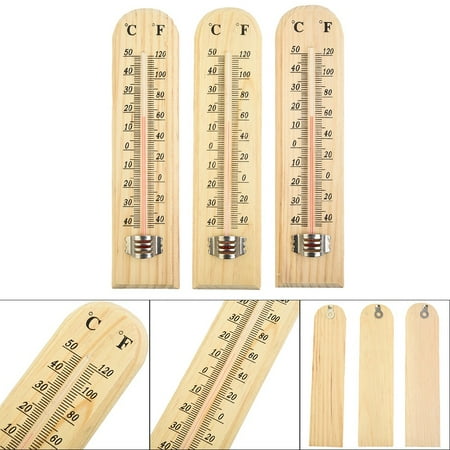 

Geege 3Pcs Outdoor Indoor Wood Outdoor Thermometer Analog Room Garden Thermometer Set