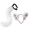 thumbnail image 1 of Conjunto de orejas y cola de gato, accesorios para disfraces de cosplay para actuaciones en el escenario y carnaval. Blanco, 1 of 4