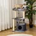 thumbnail image 2 of PawHut Cat Tree Tower Multi-Level Kitten House with Scratching Post, Grey, 2 of 10