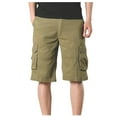 thumbnail image 2 of Kagetolytai Pants for Men Men's Casual Mid Waist Cropped Trousers Multi Pockets Outdoor Straight Leg Pants Shorts Pants Cargo Pants for Men Dark Green 31, 2 of 5