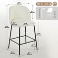 thumbnail image 3 of HOMCOM 27" Counter Height Modern Bar Stools Set of 2 with Back, Cream White, 3 of 10