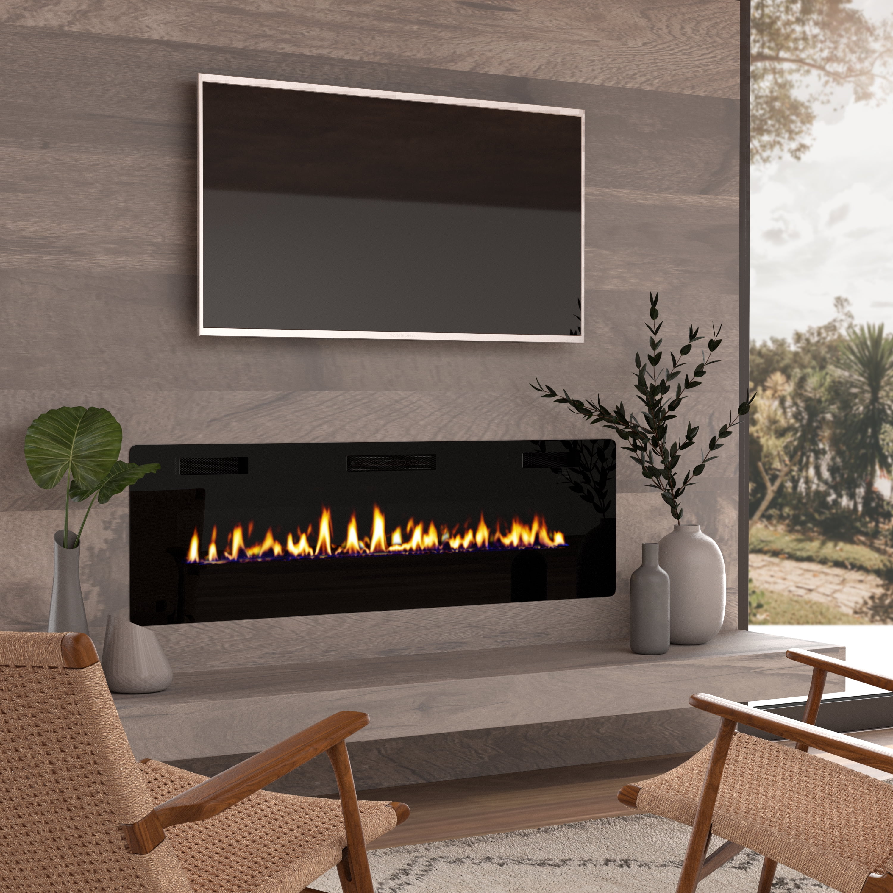 OKADA 60" Electric Fireplace Insert, 3.86" Ultra Thin Wall Mounted/ In