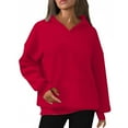 thumbnail image 4 of Chiccall Women's Hoodies Casual Solid Pullover Sweatshirts Oversized Loose Fit Fall Blouse Tops, 4 of 5
