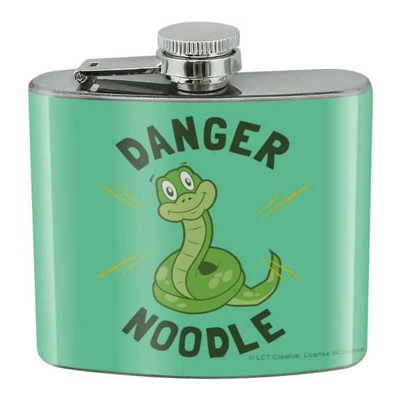 Danger Noodle Snake Funny Humor Stainless Steel 5oz Hip Drink Kidney Flask