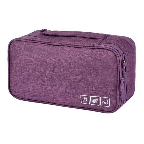 Bolsa de viaje multifunción para organizar ropa interior, bolsa de almacenamiento portátil para sujetadores, calcetines, lencería, cubo, neceser, morado