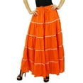 thumbnail image 2 of Bimba Womens Long Flaired Cotton Skirt Boho Maxi Bottoms Elastic Waist Indian Clothing, 2 of 9