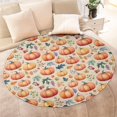 thumbnail image 4 of Fall Pumpkins and Leaves Pattern Round Blanket,Comfortable Soft Flannel Throw Blanket,All Season,Warm Lightweight Blankets for Sofa Bed Couch Living Room Chair 60"x60", 4 of 5