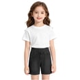 thumbnail image 3 of QIUOMBBP Girls High Waist Denim Shorts Straight Wide Leg Jeans Short with Pockets Slim Fit Summer Short Pants Black 110, 3 of 10