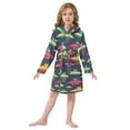 thumbnail image 6 of FORMRS Niños Bathrobe Unisex Hooded Robe Soft Plush Pajamas Sleepwear, Size 7-9T, Colorful Space Cat, 6 of 7