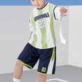 thumbnail image 2 of JAJAHO Summer Boys Athletic Outfits Breathable Mesh Striped Letter Short Sleeve T Shirt And Shorts 2 Piece Set For Kids 5-16Y Trendy Outfit, 2 of 8