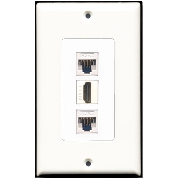 Ultra Spec Cables 1 Port HDMI 2 Cat5e Ethernet Wall Plate w/Female/Female Jacks