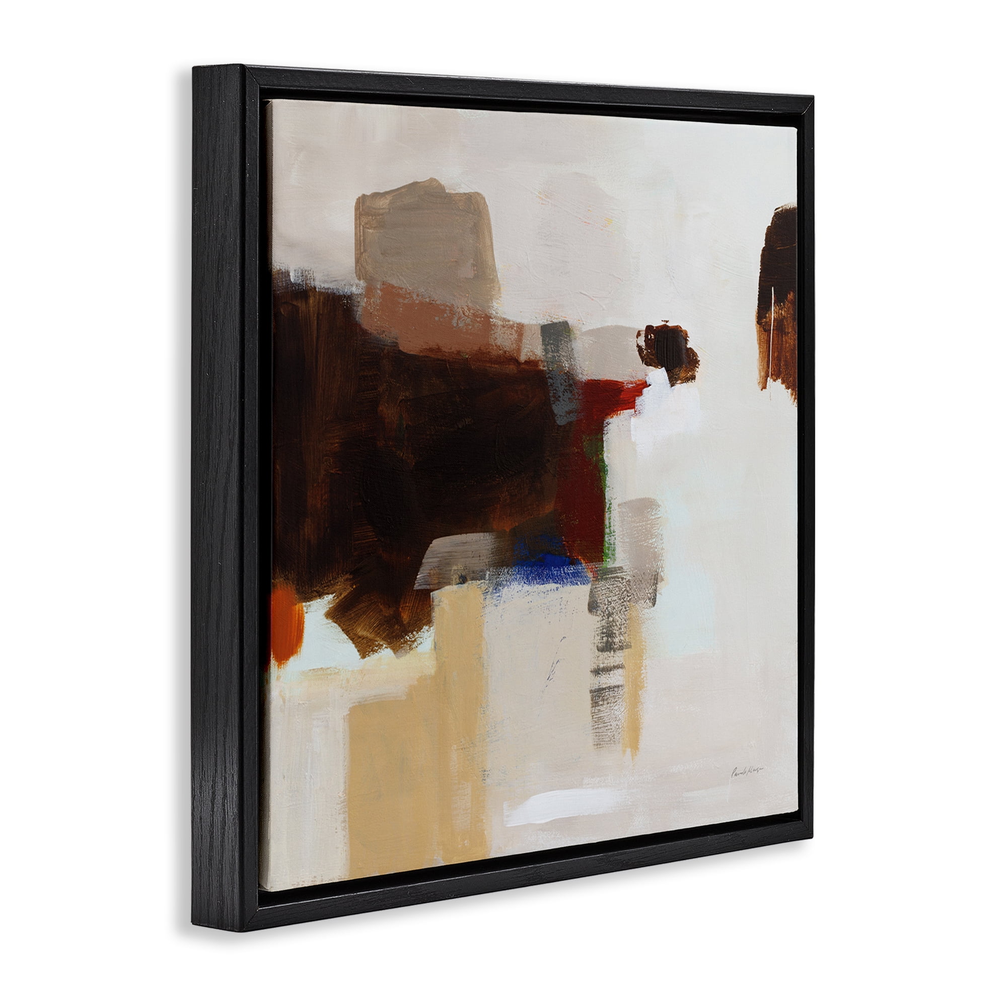 Stupell Industries American Rust Abstraction Abstract Painting Black Floater Framed Canvas Art Print Wall Art, 25 x 25