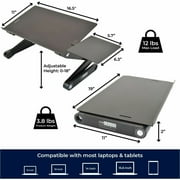 Adjustable Laptop Stand and Lap Desk for Bed – WorkEZ BEST Portable Aluminum Laptop Table with Mouse Pad, Height & Tilt Adjustable Ergonomic Laptop Cooling Stand (Black)