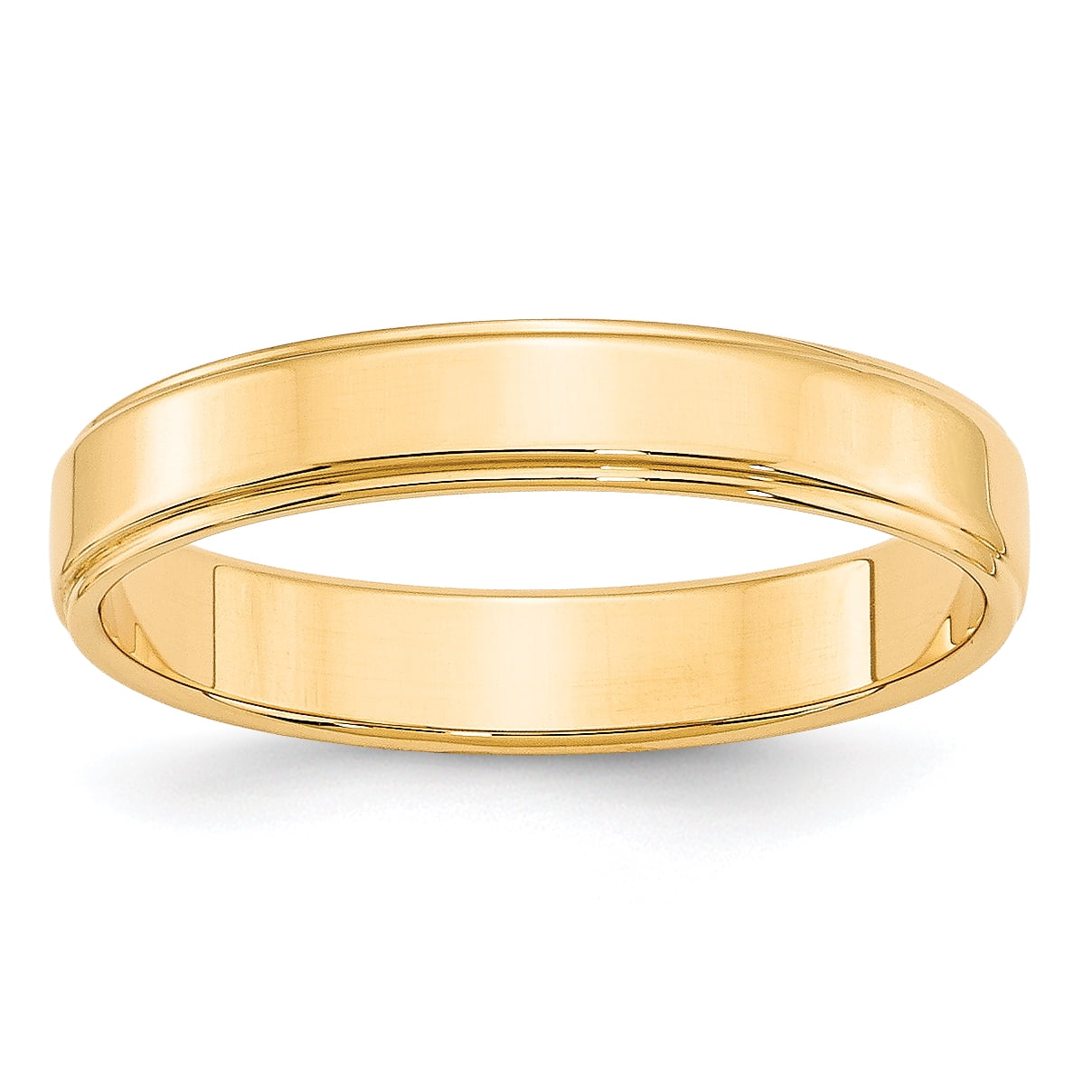 14K Yellow Gold 4mm Flat with Step Edge Band Size 4 to 14