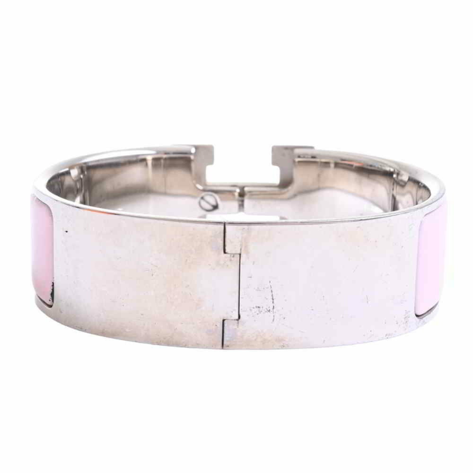 Authenticated Used HERMES Hermes click crack GM bracelet bangle pink metal  