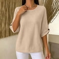 thumbnail image 5 of Gamivast Waffle Knit Shirts for Women 3/4 Sleeve Casual Basic Tops Crewneck Blouses Loose Fit Lightweight Fall Tunic Sweaters for Work Office Everyday Wear Khaki M, 5 of 7