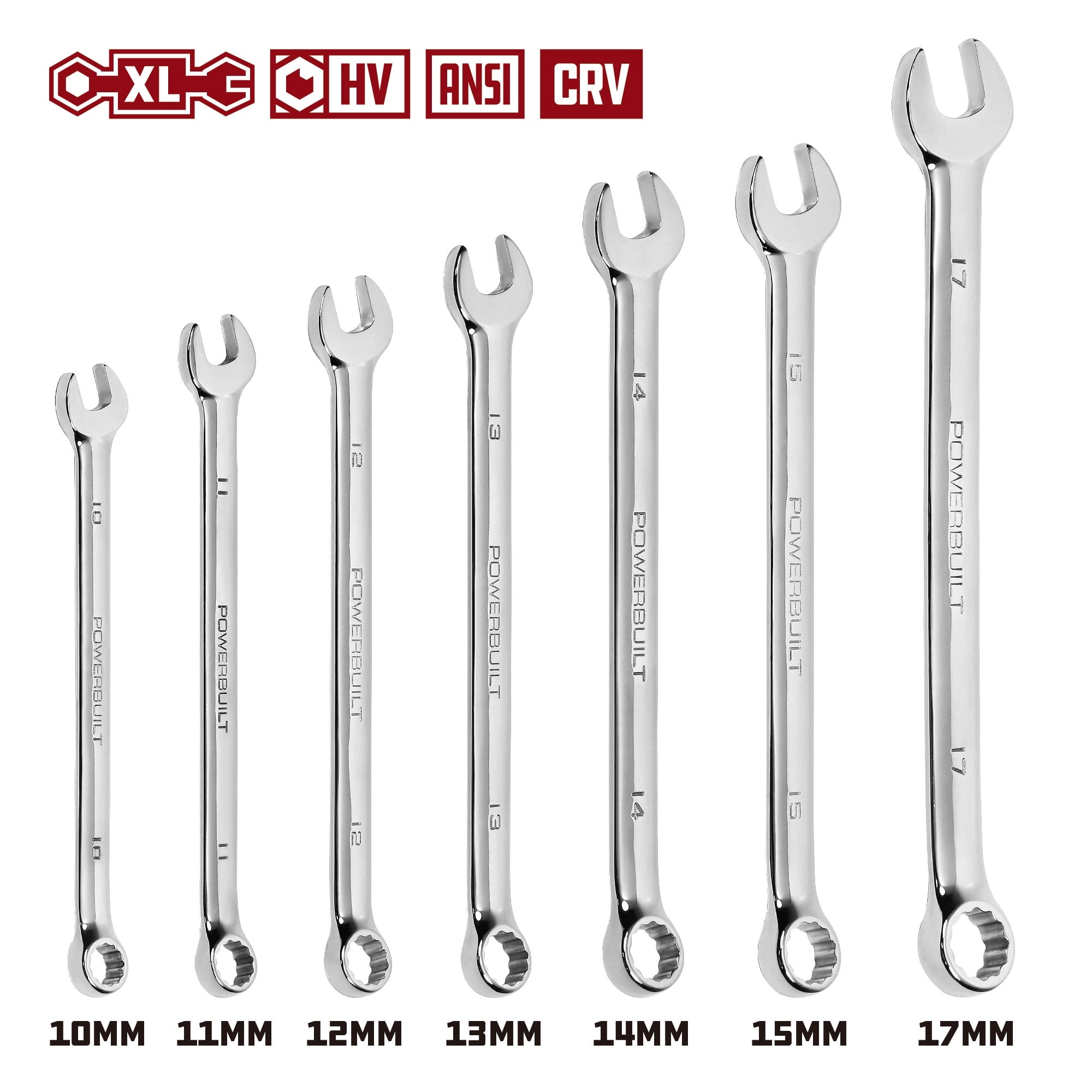 Powerbuilt 7 Piece Metric Long Pattern Combination Wrench Set - 640437
