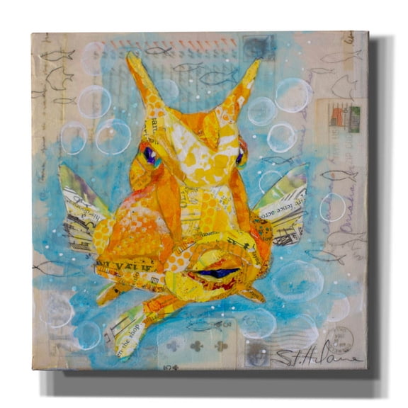 Epic Graffiti 'Cow Fish' by St. Hilaire Elizabeth, Canvas Wall Art, 37"x37"