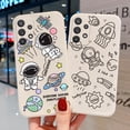 thumbnail image 2 of Samsung Funda A51 A71 A31 A52 A50 A32 A12 M12 A30S A50S Square Creative Astronaut Silicona Carcasa Cámara Protección Completa A Prueba De Golpes Pareja Cubierta, 2 of 4