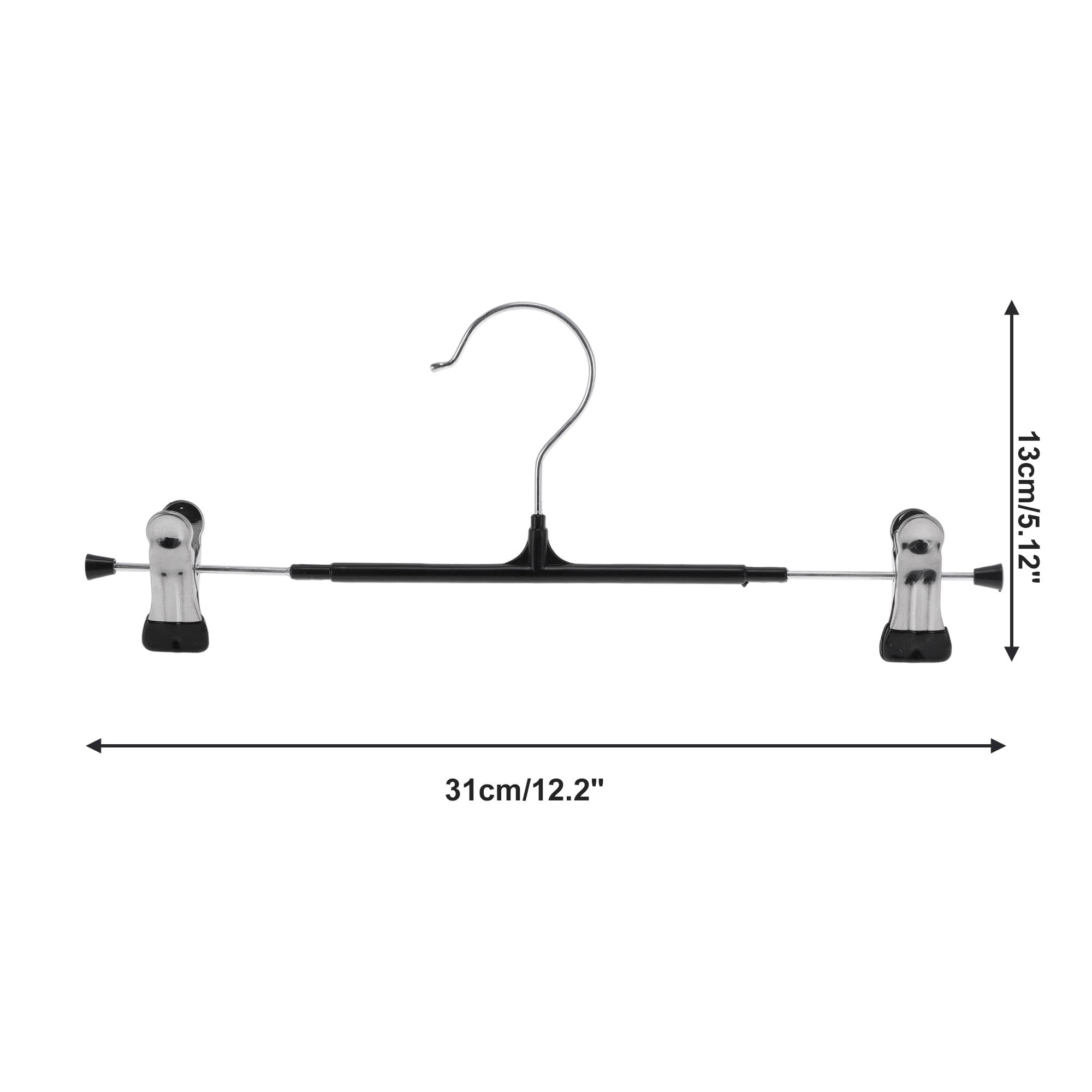 Unique Bargains 5 Pcs Pants Hanger with Clips Non-slip Garment Hanger Black