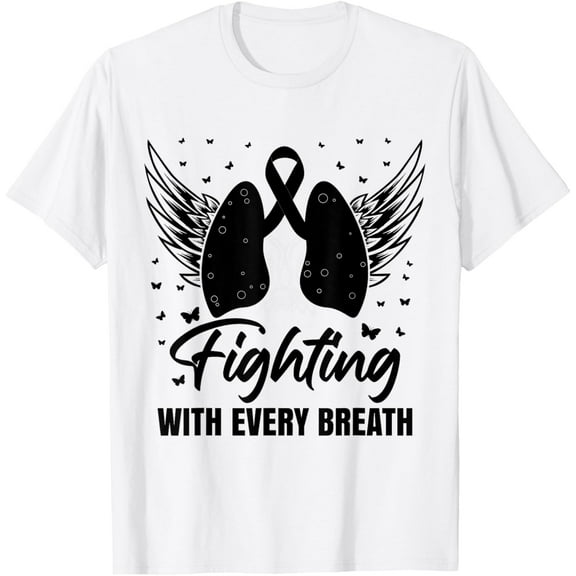 Lung Cancer Awareness T-ShirtMen and women, White T-shirt, size: Extra large