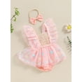 thumbnail image 2 of Bagilaanoe Newborn Baby Girl Summer Rompers Dress Flower Embroidery Fly Sleeve Bodysuits + Headband 3M 6M 12M 18M Infant Patchwork A-line Dresses, 2 of 8