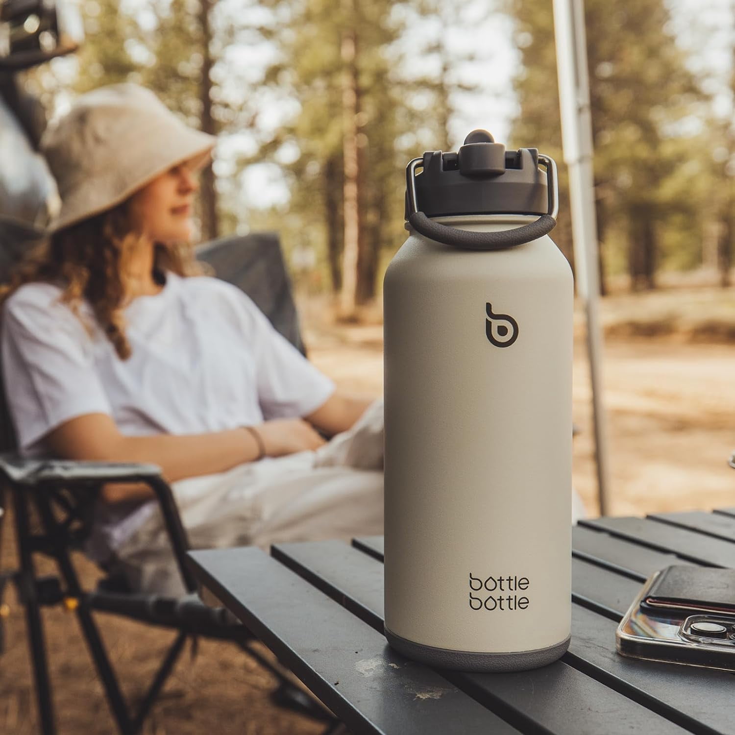 BOTTLE BOTTLE 32 oz Insulated Water Bottle Stainless Steel Sport Water Bottle with Straw Dual-use Lid Design for Gym with Pill Box (gray)