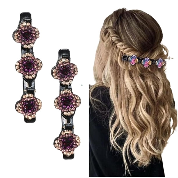 Pinzas para el cabello trenzadas con piedras de cristal brillantes, pinzas para el cabello trenzadas para mujeres, pinzas para el cabello trenzadas con piedras de cristal, pinzas para el cabello trenz